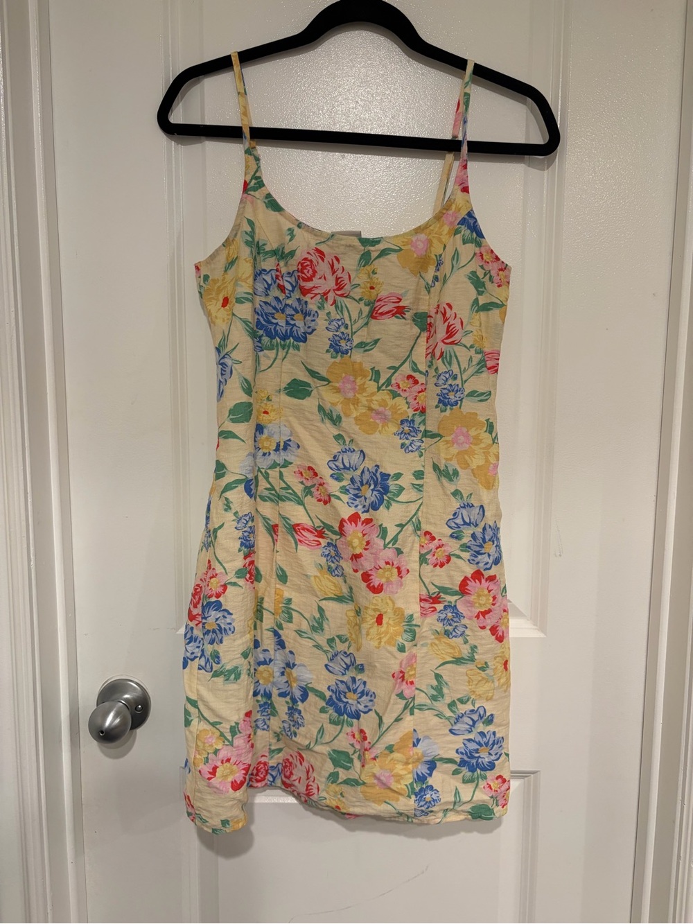 a new day Yellow Floral Mini Slip Dress with Blue & Pink Blooms